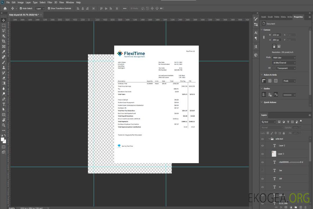 Facture pour les solutions de gestion des effectifs et de paie FlexiTime aux États , Unis template
